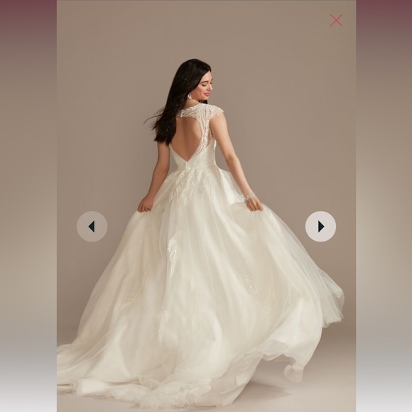 Oleg Cassini plunging open back tulle wedding dress NWT - Picture 7 of 7